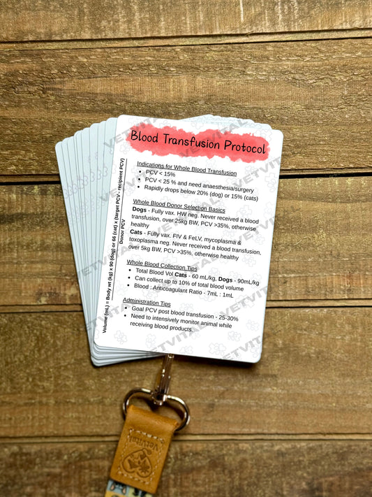 Canine & Feline Blood Transfusion Veterinary Reference Card